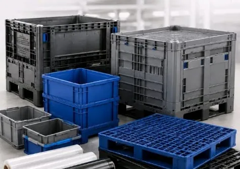 Palox bins, crates, plastic pallets and industrial packaging film